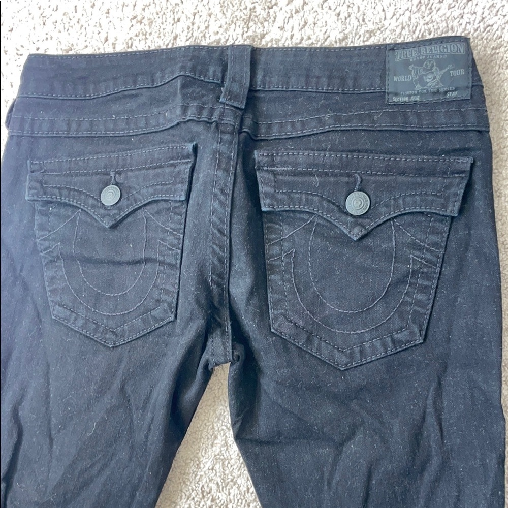 True Religion Black Distressed Skinny Jeans - Picture 4 of 5
